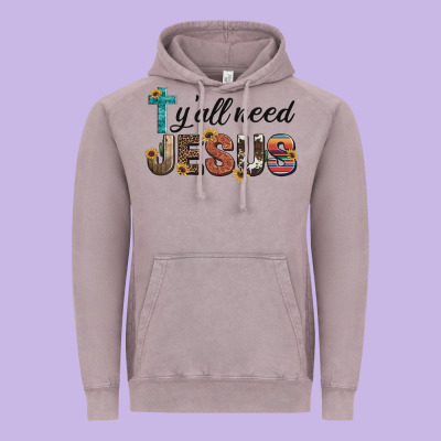 Y'all Need Jesus Vintage Hoodie Designed By Artiststas