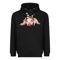 Black baby pig with cowhide ribbon Heavyweight Hoodie - RanaPortraitStore