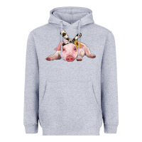 Heather Grey baby pig with cowhide ribbon Heavyweight Hoodie - RanaPortraitStore