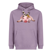 Lavender baby pig with cowhide ribbon Heavyweight Hoodie - RanaPortraitStore