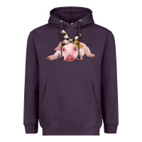 Plum baby pig with cowhide ribbon Heavyweight Hoodie - RanaPortraitStore