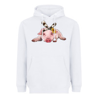 White baby pig with cowhide ribbon Heavyweight Hoodie - RanaPortraitStore