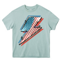 American Flag Lightning Bolt 4th Of July Heavy Core Tee | Teevron