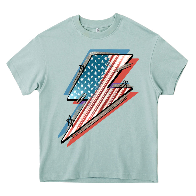American Flag Lightning Bolt 4th Of July Heavy Core Tee by FaDigitalArtStudio | Teevron