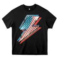 Black American flag lightning bolt 4th of july Heavy Core Tee - FaDigitalArtStudio