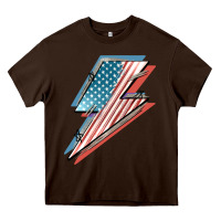 Chocolate Brown American flag lightning bolt 4th of july Heavy Core Tee - FaDigitalArtStudio
