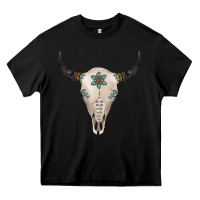 Black Turquoise Bull Skull Heavy Core Tee - Jasminsmagicworld