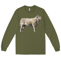 Army Green katahdin sheep Long Sleeve Tee - LillyAllenDesigns