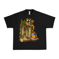 Black Christmas Boots Urban Heavy Tee - CowhideDigitalArt