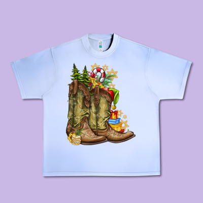 Christmas Boots Urban Heavy Tee Designed By Cowhidedigitalart