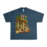 Midnight Navy Christmas Boots Urban Heavy Tee - CowhideDigitalArt