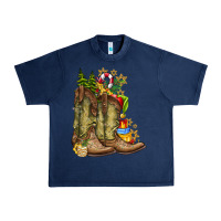 Navy Christmas Boots Urban Heavy Tee - CowhideDigitalArt