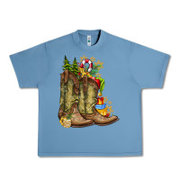 Pebble Blue Christmas Boots Urban Heavy Tee - CowhideDigitalArt