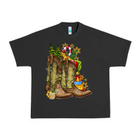 Pigment Black Christmas Boots Urban Heavy Tee - CowhideDigitalArt