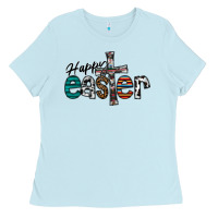 Baby Blue Happy Easter Ladies Tee - CowhideDigitalArt