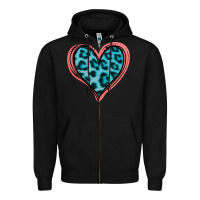 Black Blue Leopard Heart Zipper Hoodie - Jasminsmagicworld