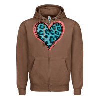 Chestnut Blue Leopard Heart Zipper Hoodie - Jasminsmagicworld