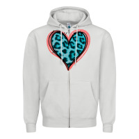 Dove Grey Blue Leopard Heart Zipper Hoodie - Jasminsmagicworld
