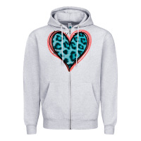 Heather Grey Blue Leopard Heart Zipper Hoodie - Jasminsmagicworld