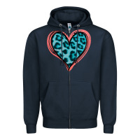 Navy Blue Leopard Heart Zipper Hoodie - Jasminsmagicworld