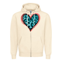 Sandshell Blue Leopard Heart Zipper Hoodie - Jasminsmagicworld