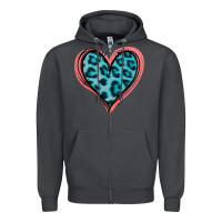Smoke Blue Leopard Heart Zipper Hoodie - Jasminsmagicworld