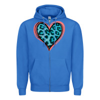 True Royal Blue Leopard Heart Zipper Hoodie - Jasminsmagicworld