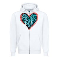 White Blue Leopard Heart Zipper Hoodie - Jasminsmagicworld