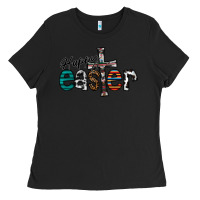 Black Happy Easter Ladies Tee - CowhideDigitalArt