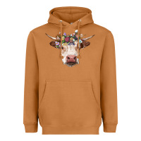 Meerkat hereford cow with floral headband Heavyweight Hoodie - RanaPortraitStore