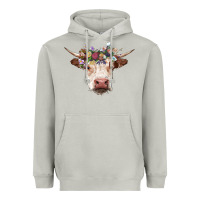 Moon Dust hereford cow with floral headband Heavyweight Hoodie - RanaPortraitStore