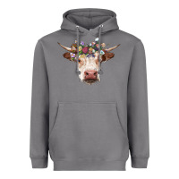 Storm hereford cow with floral headband Heavyweight Hoodie - RanaPortraitStore