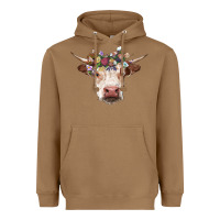 Toasted Coconut hereford cow with floral headband Heavyweight Hoodie - RanaPortraitStore