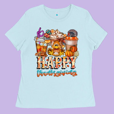 Happy Thanksgiving Ladies Tee Designed By Cowhidedigitalart