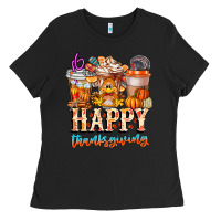 Black happy thanksgiving Ladies Tee - CowhideDigitalArt