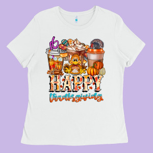 Happy Thanksgiving Ladies Tee Designed By Cowhidedigitalart