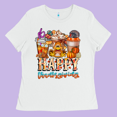 Happy Thanksgiving Ladies Tee Designed By Cowhidedigitalart