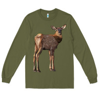 Army Green elk fawn deer Long Sleeve Tee - LillyAllenDesigns