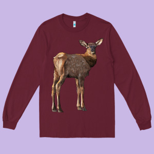 Elk Fawn Deer Long Sleeve Tee Designed By Lillyallendesigns