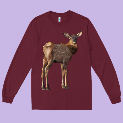 Elk Fawn Deer Long Sleeve Tee Designed By Lillyallendesigns