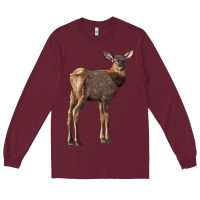 Burgundy elk fawn deer Long Sleeve Tee - LillyAllenDesigns