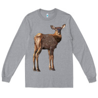 Heather Grey elk fawn deer Long Sleeve Tee - LillyAllenDesigns