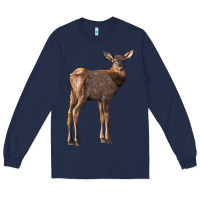 Navy elk fawn deer Long Sleeve Tee - LillyAllenDesigns