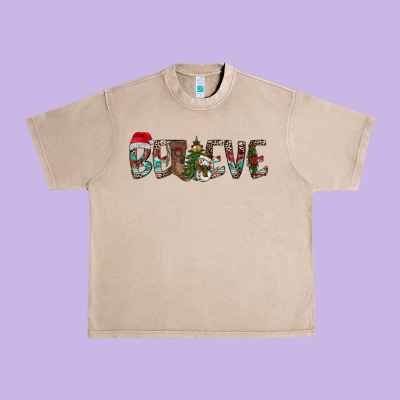 Believe Christmas Urban Heavy Tee Designed By Cowhidedigitalart
