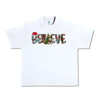 White Believe Christmas Urban Heavy Tee - CowhideDigitalArt
