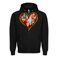 Black floral orange glitter heart Zipper Hoodie - Jasminsmagicworld