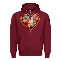 Burgundy floral orange glitter heart Zipper Hoodie - Jasminsmagicworld