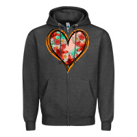 Charcoal Heather floral orange glitter heart Zipper Hoodie - Jasminsmagicworld