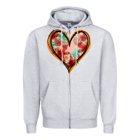 Heather Grey floral orange glitter heart Zipper Hoodie - Jasminsmagicworld