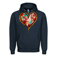 Navy floral orange glitter heart Zipper Hoodie - Jasminsmagicworld
